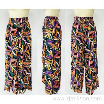 PRINTED WIDE LEG PANTS